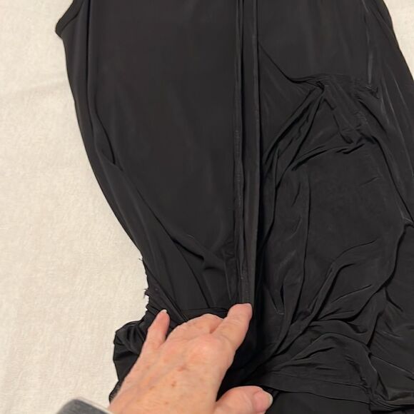 Alice+Olivia szS blk mini dress w/overlay & coin beads on shoulders & one side - Picture 8 of 10